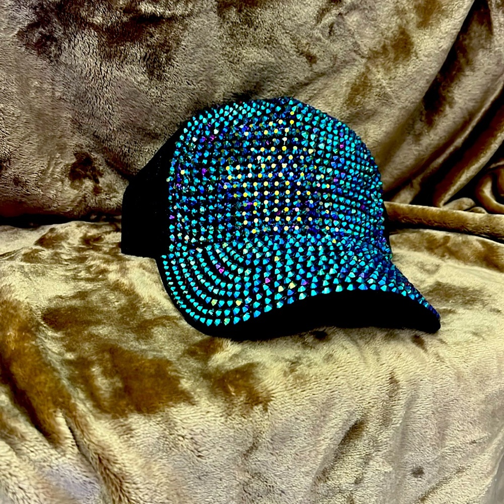Glamorous Blue Rhinestone Trucker Hat